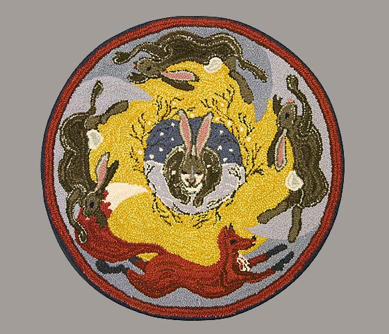 Fox and Rabbits, 36" round