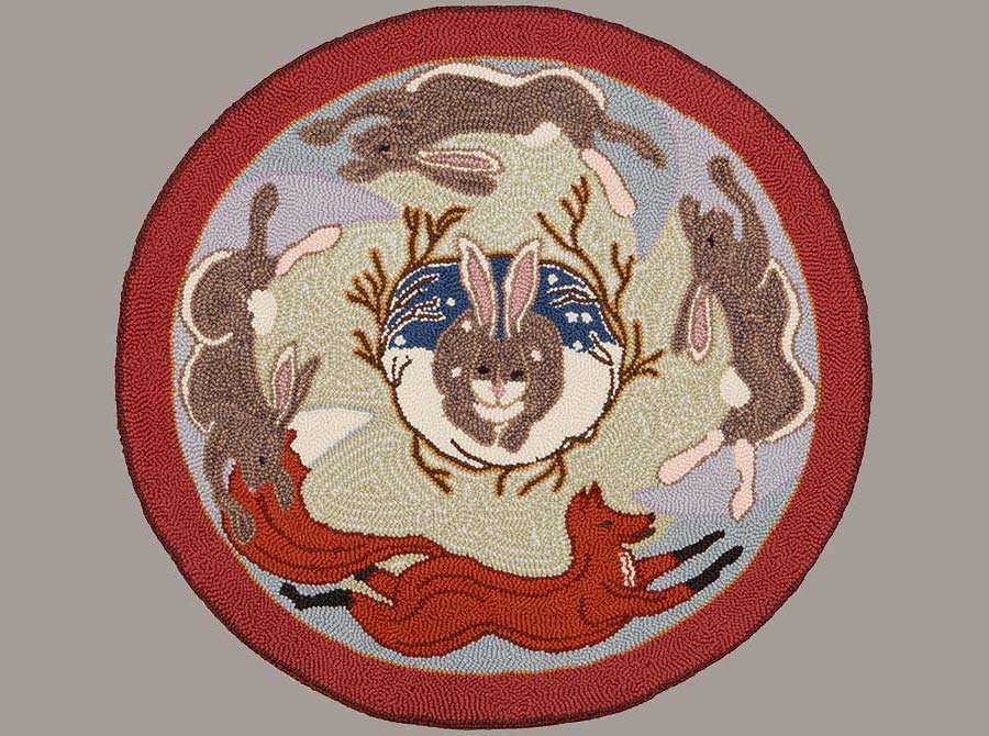 Fox and Rabbits, 38" round
